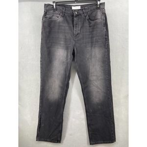 Topman Jeans Mens Sz 36x34‎ Mid Rise Straight Leg Button Fly Black Wash 5 Pocket